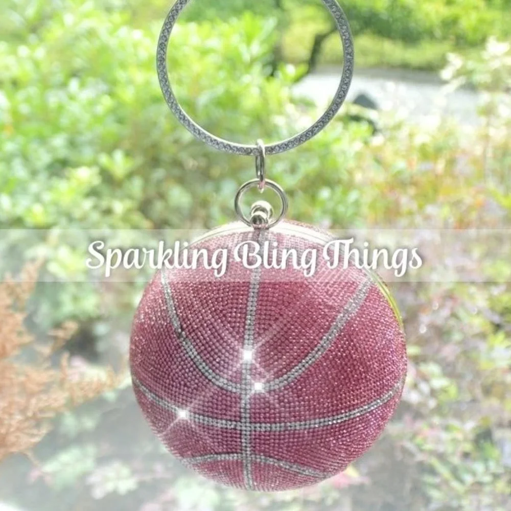 NWT BLING SWAROVSKI CRYSTAL RHINESTONE BASKETBALL CLUTCH HANDBAG PURSE +… - Picture 7 of 11